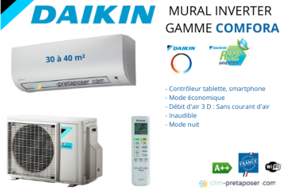 Climatisation réversible mono split DAIKIN FTXP35N9-RXP35N9 COMFORA-R32