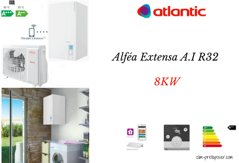 Pompe a chaleur Air Eau ATLANTIC EXTENSA 8 KW  Chauffage seul Maison 125m² Monophasé 526 333