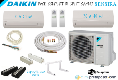 Pack complet prêt à poser bi split DAIKIN SENSIRA 2MXF50A-CTXF35C-CTXF20C