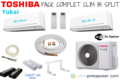 Pack complet prêt à poser YUKAI TOSHIBA bi split RAS-2M18G3AVG-E-2x RAS-B10E2KVG-E-