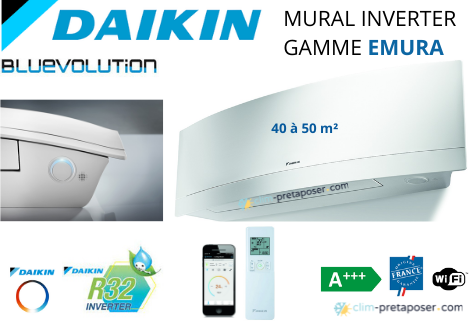 clim-Unité Intérieure DAIKIN Emura-FTXJ50MW