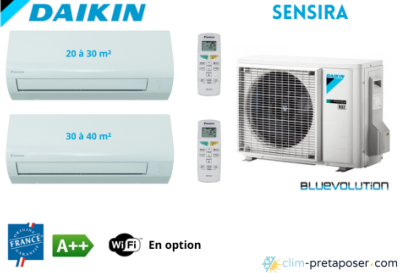  Climatisation réversible bi split DAIKIN SENSIRA 2MXF50A-CTXF35C-CTXF25C SENSIRA