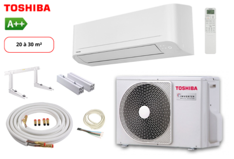 Pack complet clim prêt à poser mono split TOSHIBA YUKAI RAS-10E2AVG-E-RAS-B10E2KVG-E