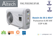 Pompe a chaleur piscine ALTECH SP68-6.95 KW- Bassin 30 à 40 m3