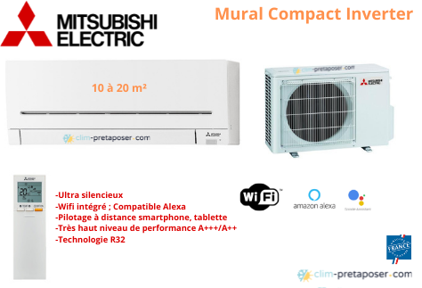 Climatiseur rversible MITSUBISHI Gamme Mural Compact  MSZ-AP20VGK-MUZ-AP20VGK