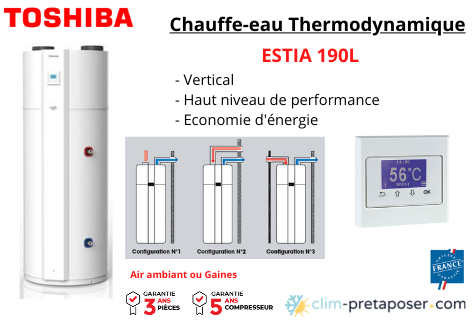 Chauffe Eau Thermodynamique Toshiba ECS Estia 190 litres