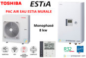 Pompe à chaleur AIR EAU TOSHIBA Estia Murale Chauffage Seul-HWT-HWT-801HW-E - HWT-1101XWHT6W-E