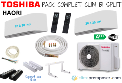 Pack complet prêt à poser HAORI TOSHIBA bi split RAS-2M14G3AVG-E-2x RAS-B10N4KVRG-E1