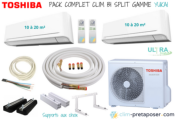 Pack complet prêt à poser YUKAI TOSHIBA bi split RAS-2M10G3AVG-E-2xRAS-B07E2KVG-E-