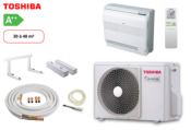 Pack complet clim prêt à poser mono split TOSHIBA CONSOLE DOUBLE FLUX RAS-13J2AVSG-E1-RAS-B13J2FVG-E