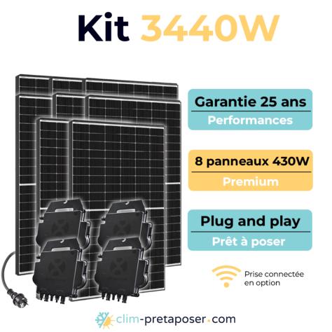 Kit 8 Panneaux Solaires Plug And Play Longi Solar Puissance 3440W